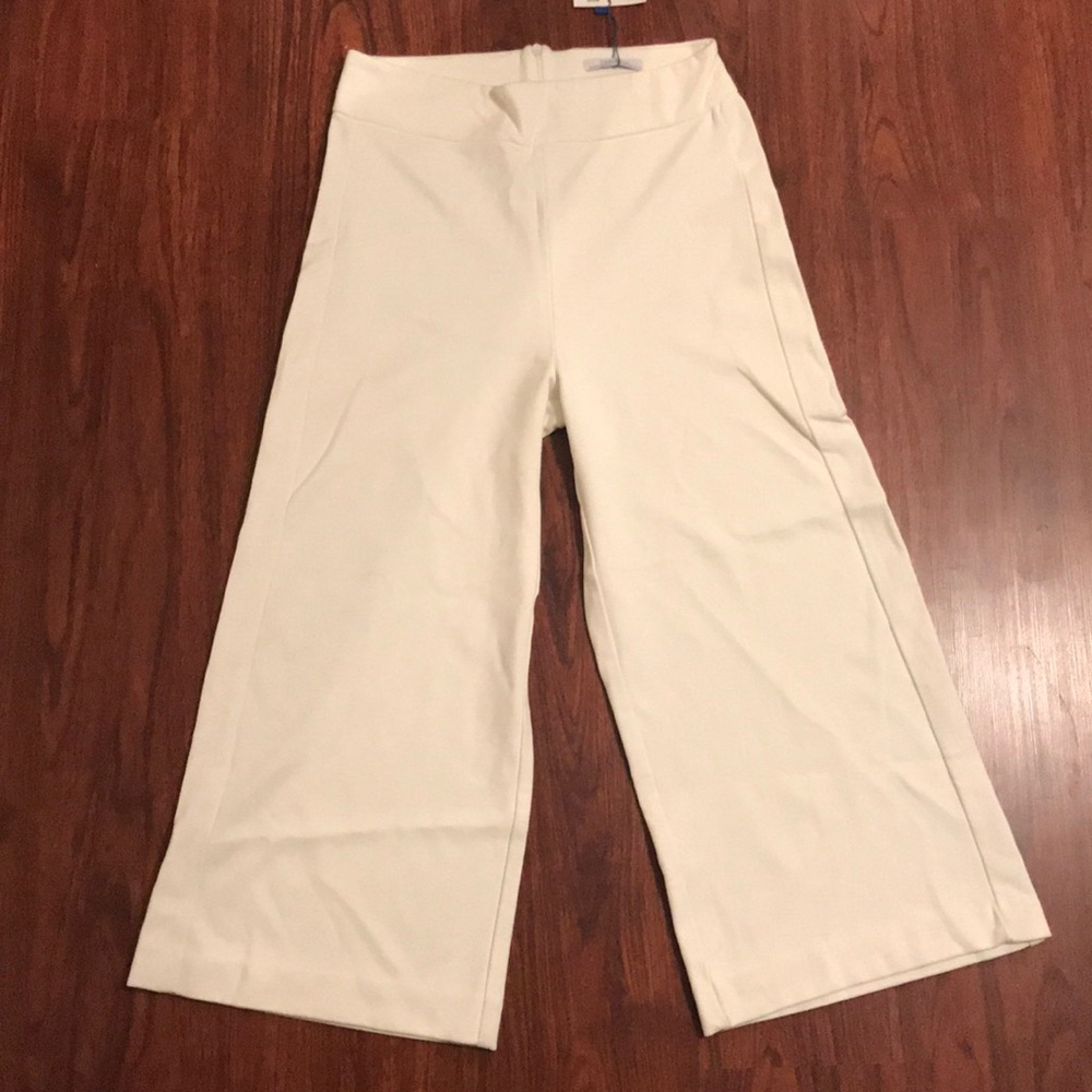 Zara White Wide Leg Capris